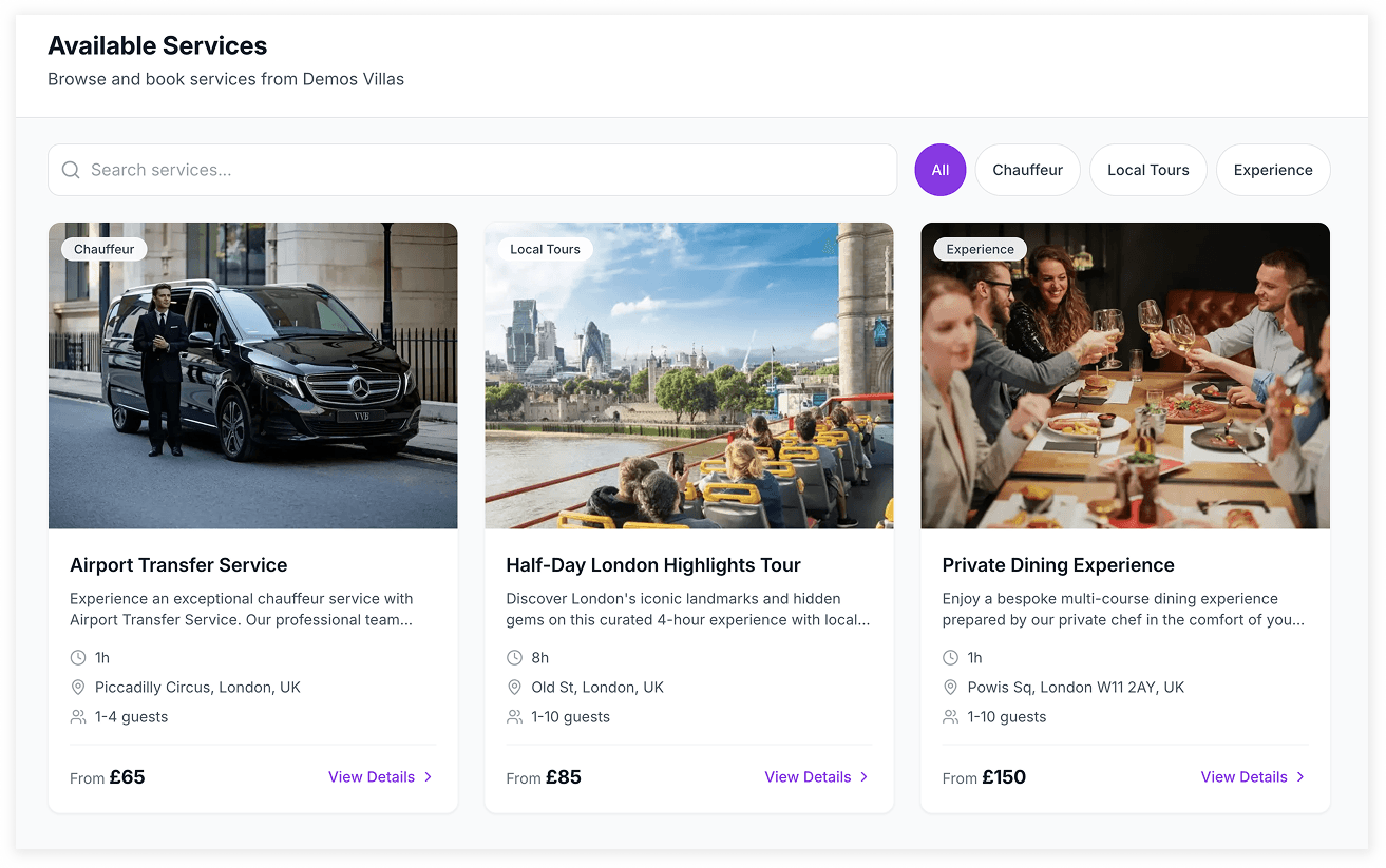 Services and add-ons
